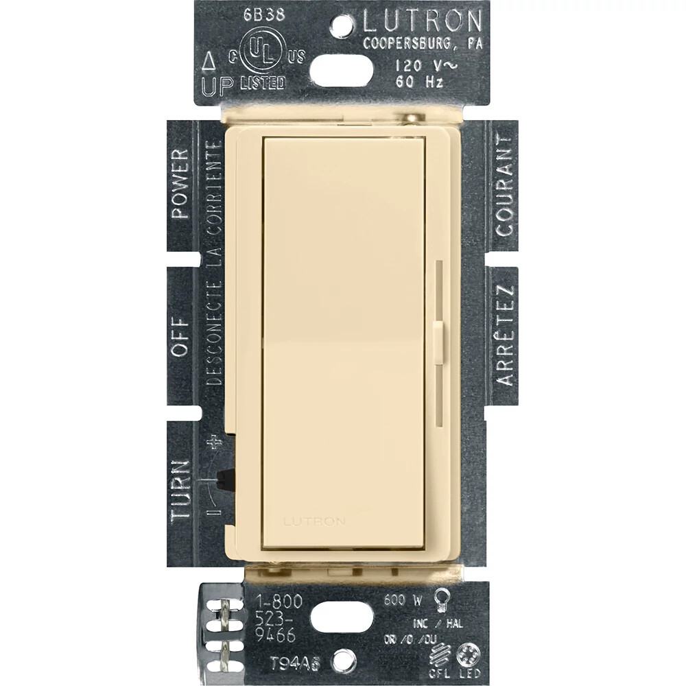 DVCL-253P-IV Diva LED+ Dimmer Switch, No Neutral Required, 250W LED, 1 Pole/3-Way, 120V, Ivory