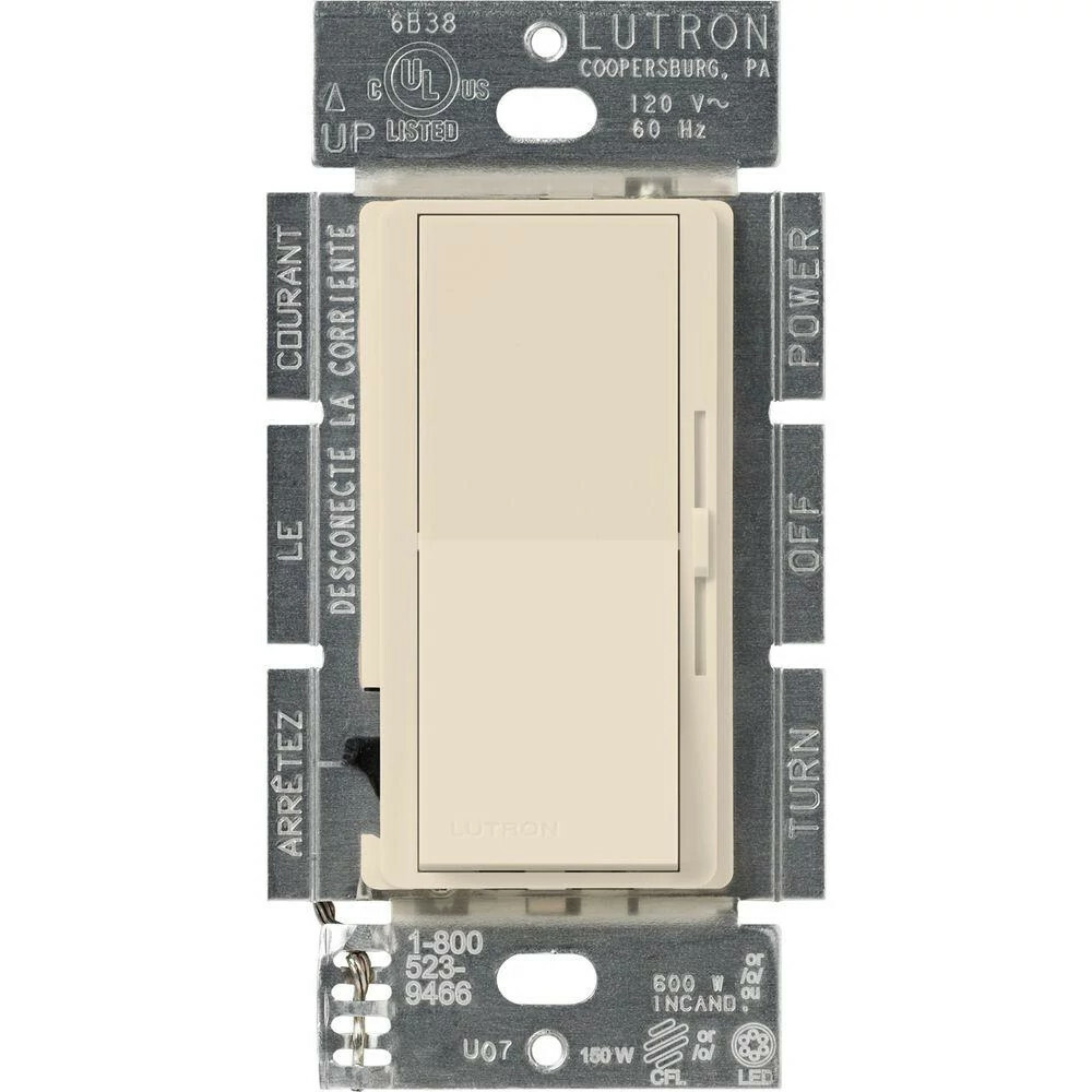 DVCL-253P-LA Diva LED+ Dimmer Switch, No Neutral Required, 250W LED, 1 Pole/3-Way, 120V, Light Almond