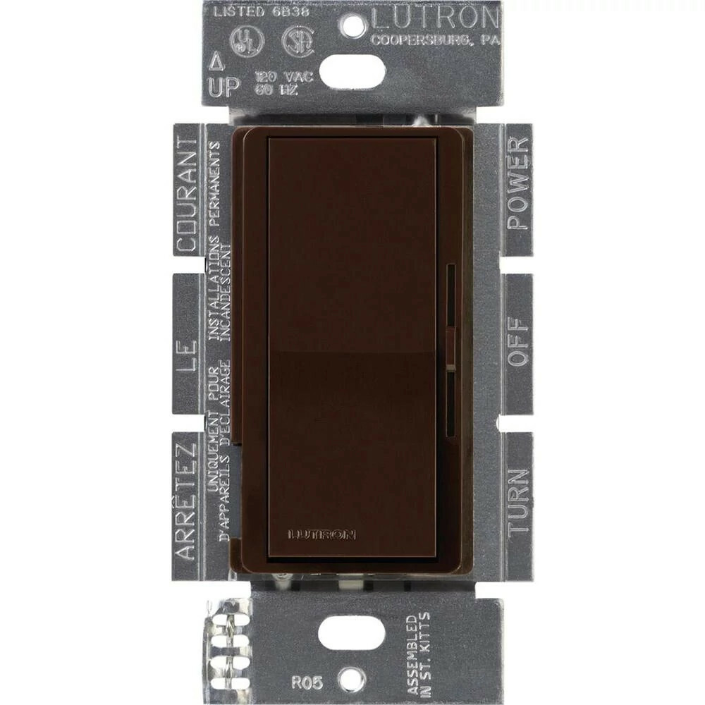 DVSTV-BR Diva 0-10V Dimmer Switch, 8 Amp, 50 mA sink, 1 Pole/3-Way, No Neutral Required, 120V, Brown