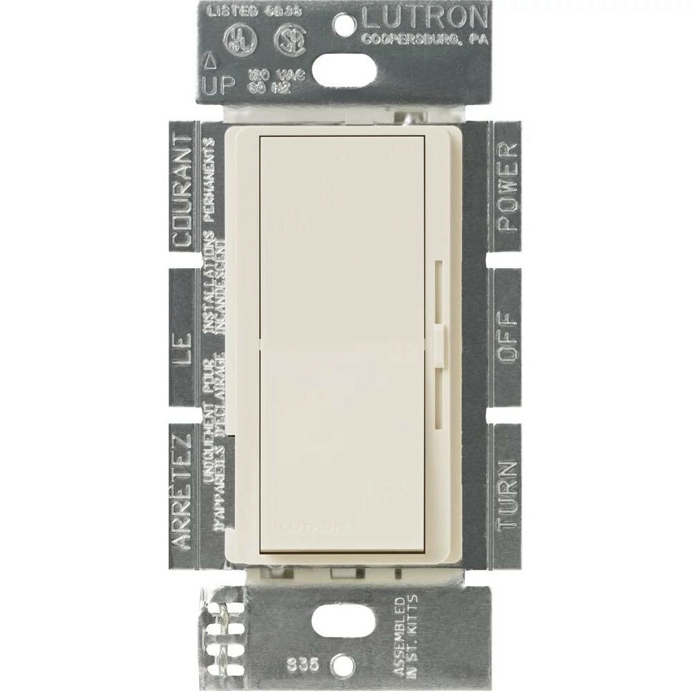 DVSTV-LA Diva 0-10V Dimmer Switch, 8 Amp, 50 mA sink, 1 Pole/3-Way, No Neutral Required, 120V, Light Almond