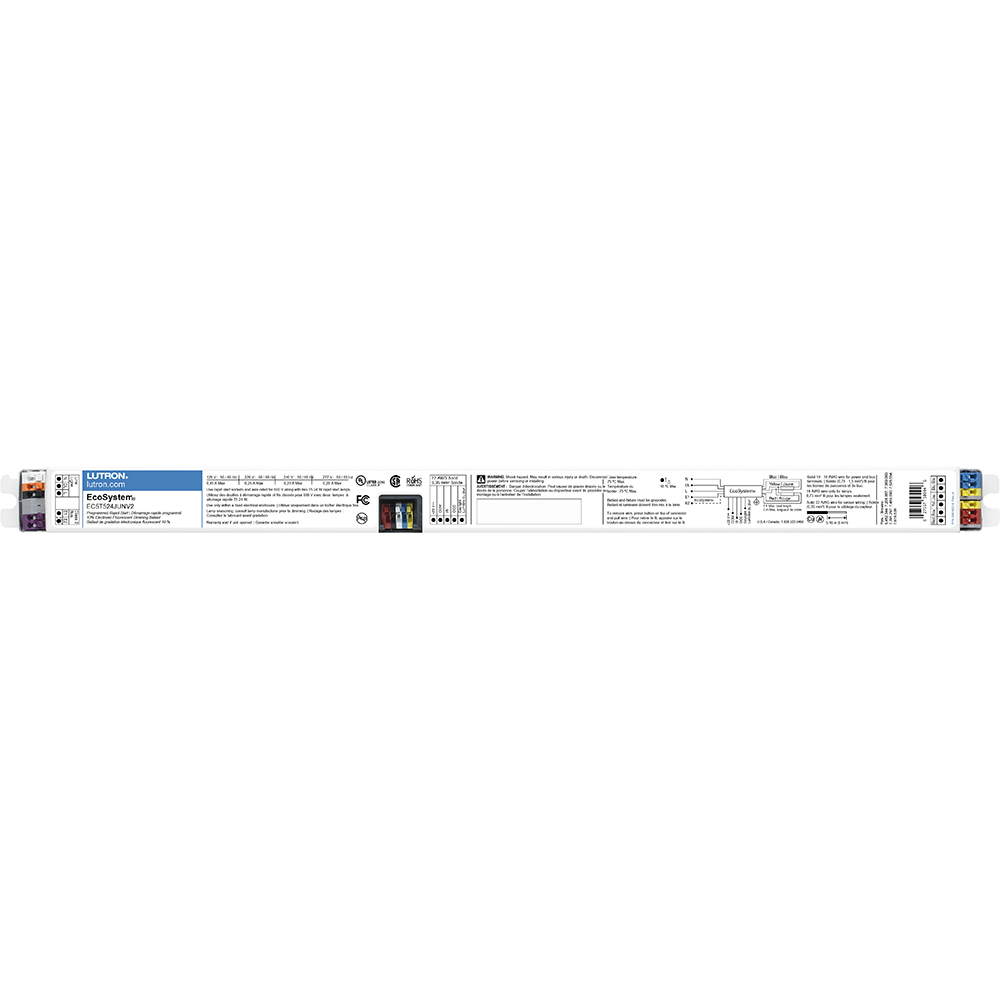 EC5T524JUNV2 EcoSystem 3-Wire 5-Control J-Type Case Universal Digital Dimming Ballast, T5HO Lamp, 24 W Lamp, 120/240/277 VAC, Programmed/Rapid, 1 Ballast Factor