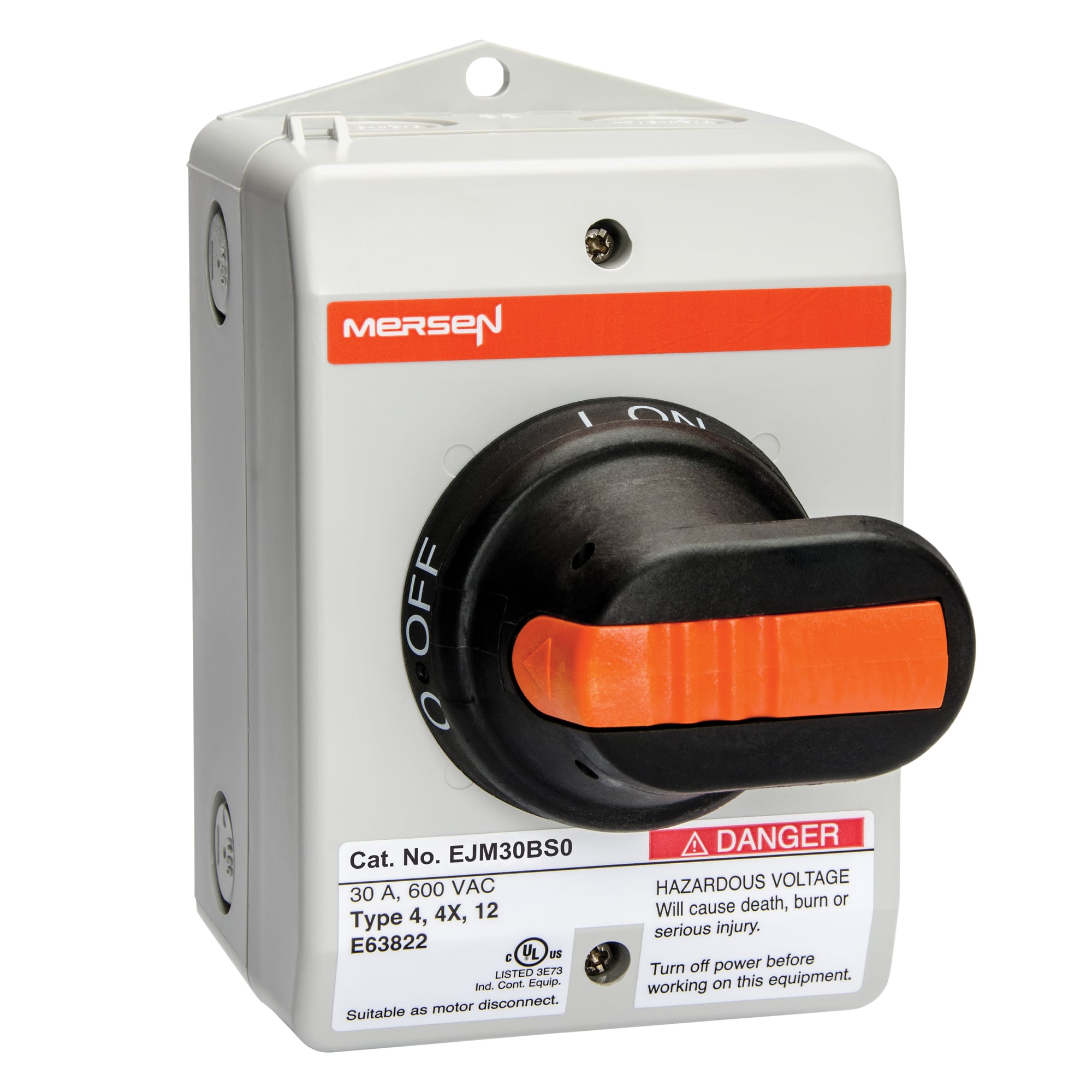 EJM30BS0 Enclosed Non-Fusible Disconnect Switch, 600 V AC, 30 A, 3 Poles