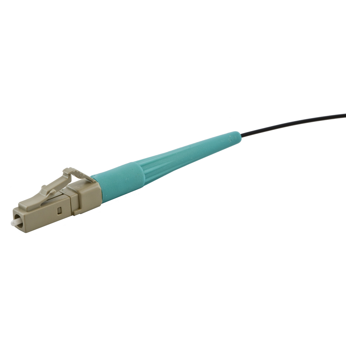 FCLCF900M50G6PK Fusion Splice-On Fiber Optic Connector With Cleave Protector, Extended Dust Cap, 900 um Boot, Splice Sleeve, LC Connector, 50 um OM3 Multi-Mode Fiber, 900 um, Zirconia Ceramic Ferrule