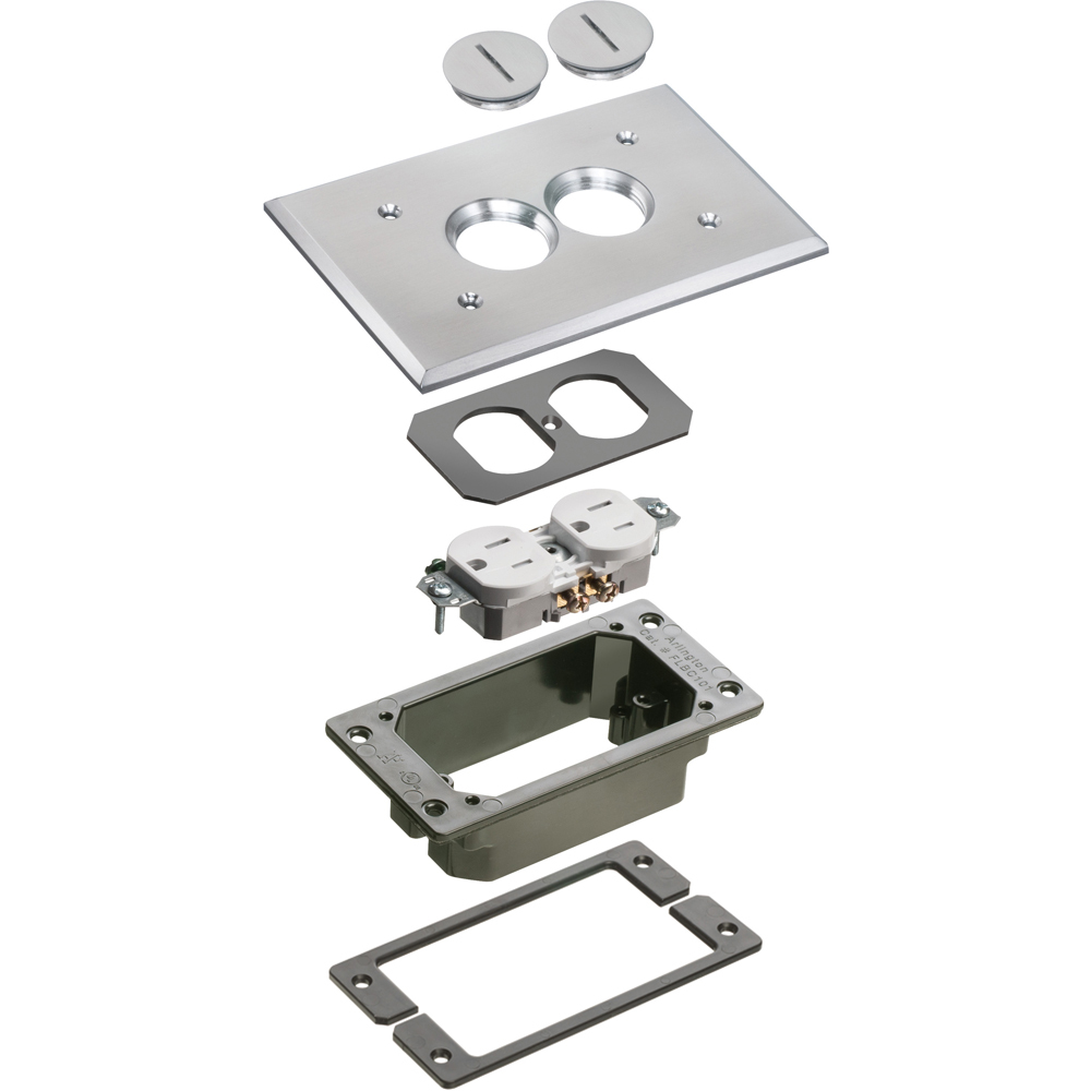 FLBC101NLTK Concrete Rough-In Floor Box Trim Kit, Brass/Plastic, 1 Gang