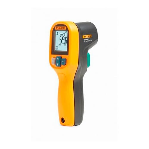 FLUKE-59/MAX+NA Infrared Thermometer, -30 to 500 deg C, ≥ 0 deg C: ± 1.5 deg C or ± 1.5 % of reading, whichever is greater, ≥ -10 deg C to <0 deg C: ± 2.0 deg C, < -10 deg C: ± 3.0 deg C Accuracy, 10:1 Focus Spot, 0.10 to 1 u, AA Battery