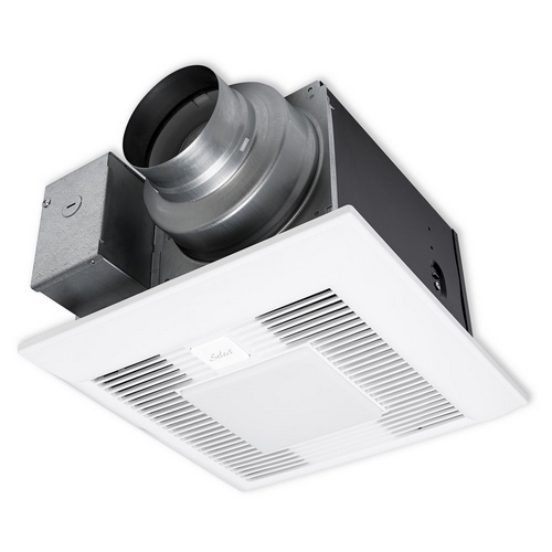 FV-05-11VKL1 WhisperGreen Select Bath Ventilation Fan, 50/80/110 cfm, 4 and 6 in Dia Duct, 11.1 W, 120 VAC, 0.12 A, 0.3 Sones, Import