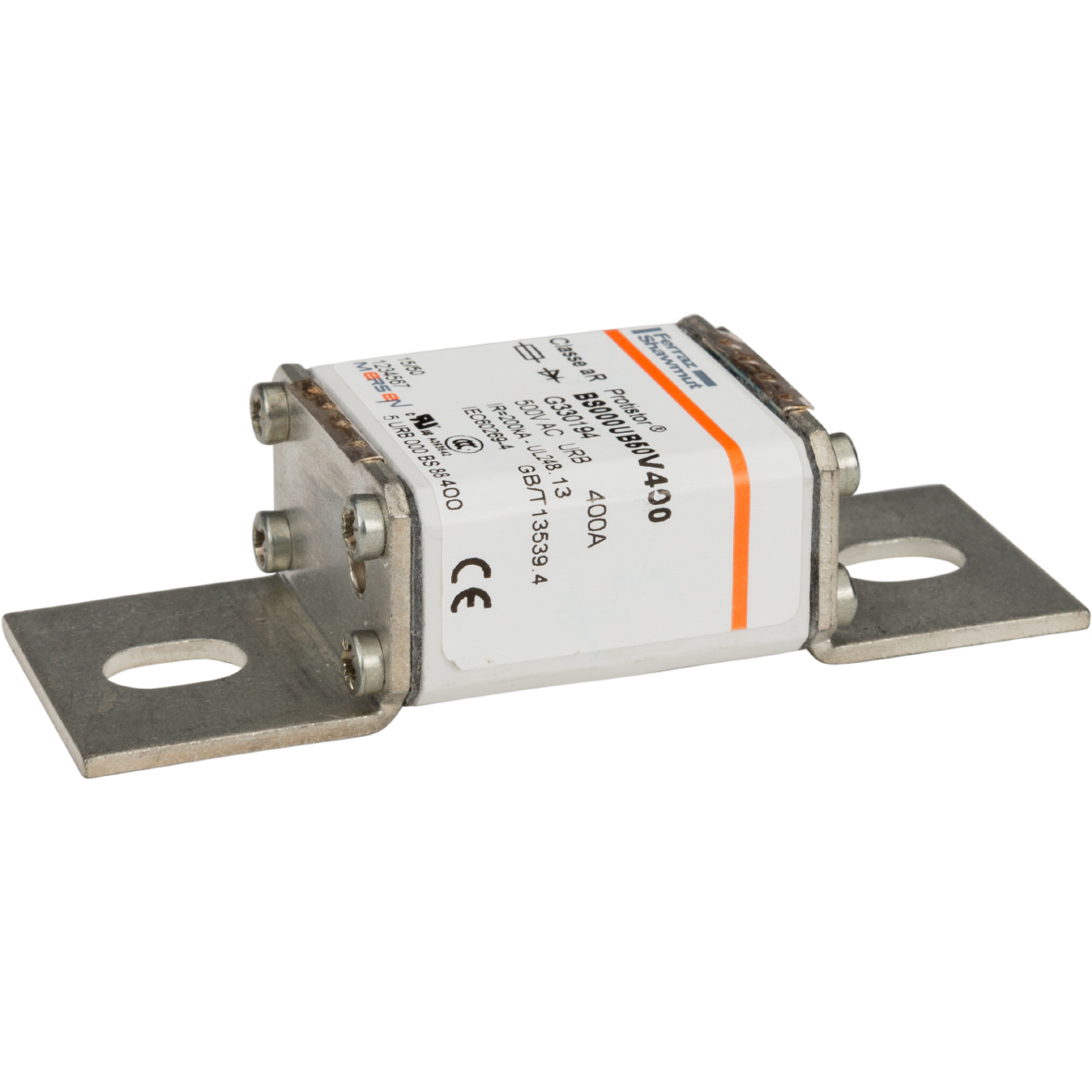 G330194 Protistor Size 000 European Style High Speed Horizontal Semiconductor Fuse, 400 A, 500 V AC, 120 kA Interrupt, Class: URB/aR, Square Body