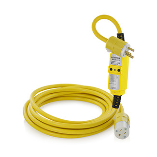 GFM15-25C Manual Reset Straight Blade Cord Set, (3) 14 AWG SJTW Conductor, 25 ft L, 120 VAC