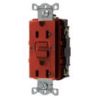 Power Protection Devices, Receptacle, Self Test, GFCI, 20A 125V, 2-Pole 3-Wire Grounding, 5-20R, Red
