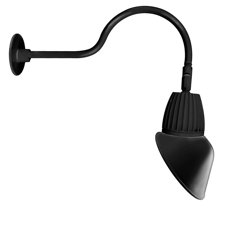 GN1LED13NAC11B Gooseneck Decorative Light Fixture With 24 in Style 1 Goose Arm, (1), 15 W Fixture, 120/208/240/277 V AC, Black Housing