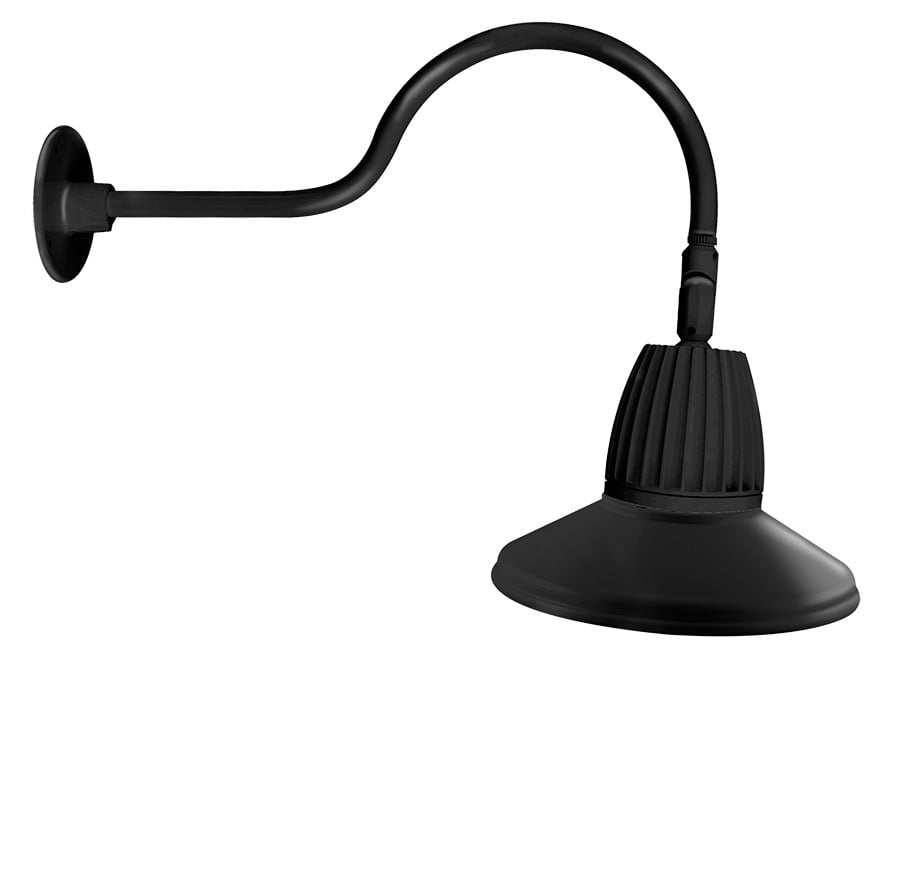 GN1LED26NSTB Gooseneck Decorative Light Fixture With 24 in Style 1 Goose Arm, (1), 28 W Fixture, 120/208/240/277 V AC, Black Housing