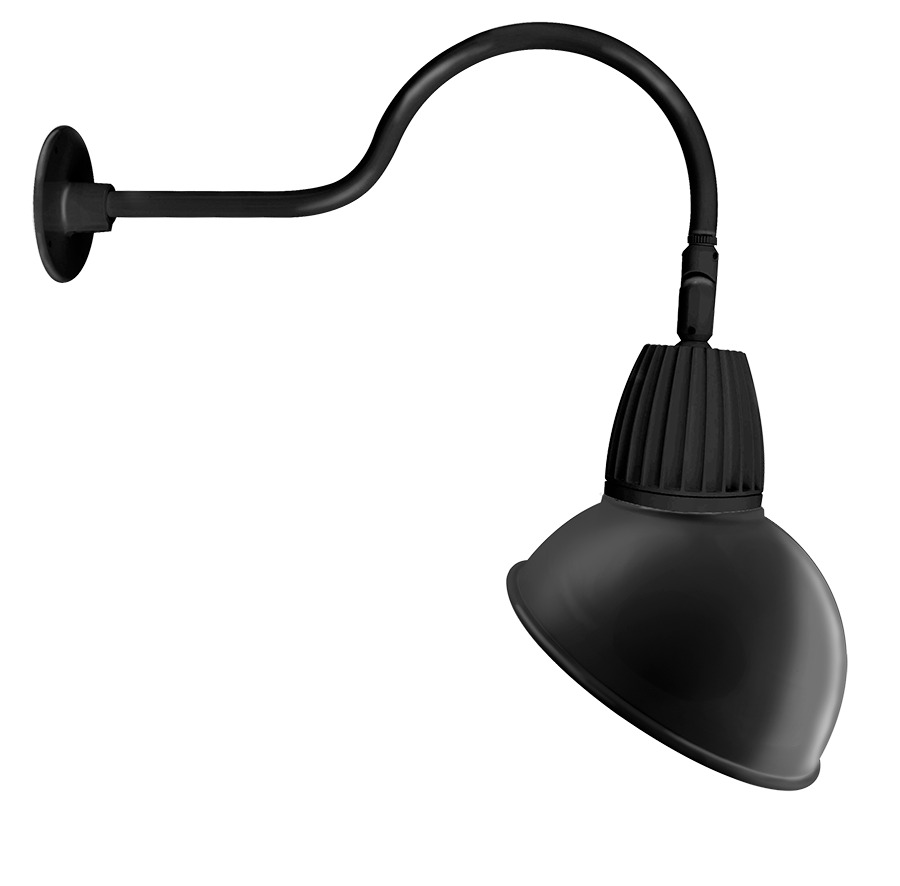 GN1LED26YADB Gooseneck Decorative Light Fixture With 24 in Style 1 Goose Arm, (1), 29 W Fixture, 120/208/240/277 V AC, Black Housing