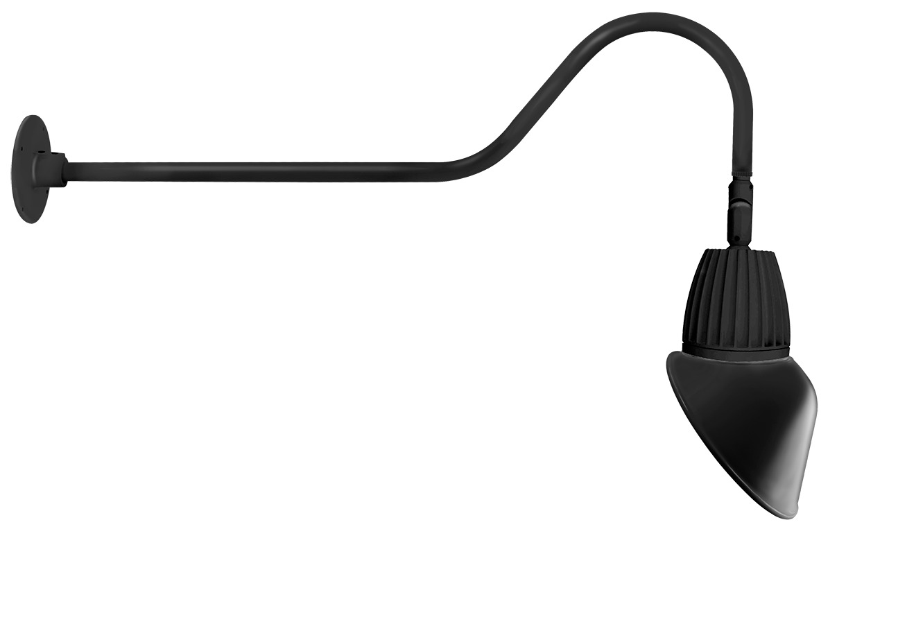 GN2LED13NAC11B Flood Gooseneck Decorative Fixture With 35 in Goose Arm Style 2, 15 W Fixture, 120/208/240/277 V AC, Black/Polyester Powder Coated Housing
