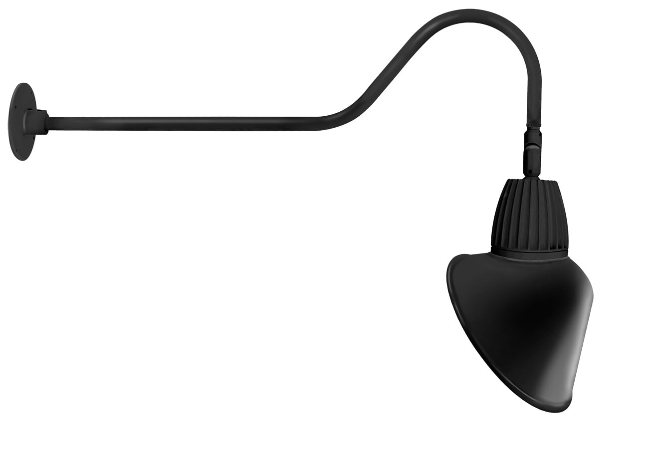 GN2LED26NACB Gooseneck Decorative Light Fixture With 35 in Style 2 Goose Arm, (2), 28 W Fixture, 120/208/240/277 V AC, Black Housing