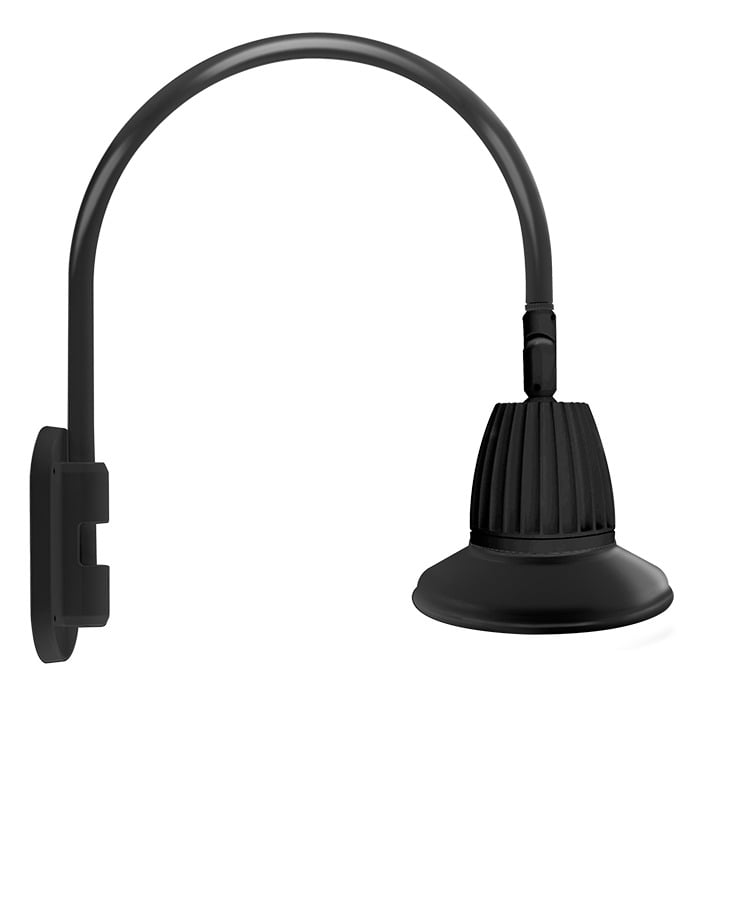 GN4LED13NST11B Gooseneck Decorative Light Fixture With 20 in High Wall, 19 in Style 4 Wall Goose Arm, (4) Lamp, 15 W Fixture, 120/208/240/277 V AC, Black Housing