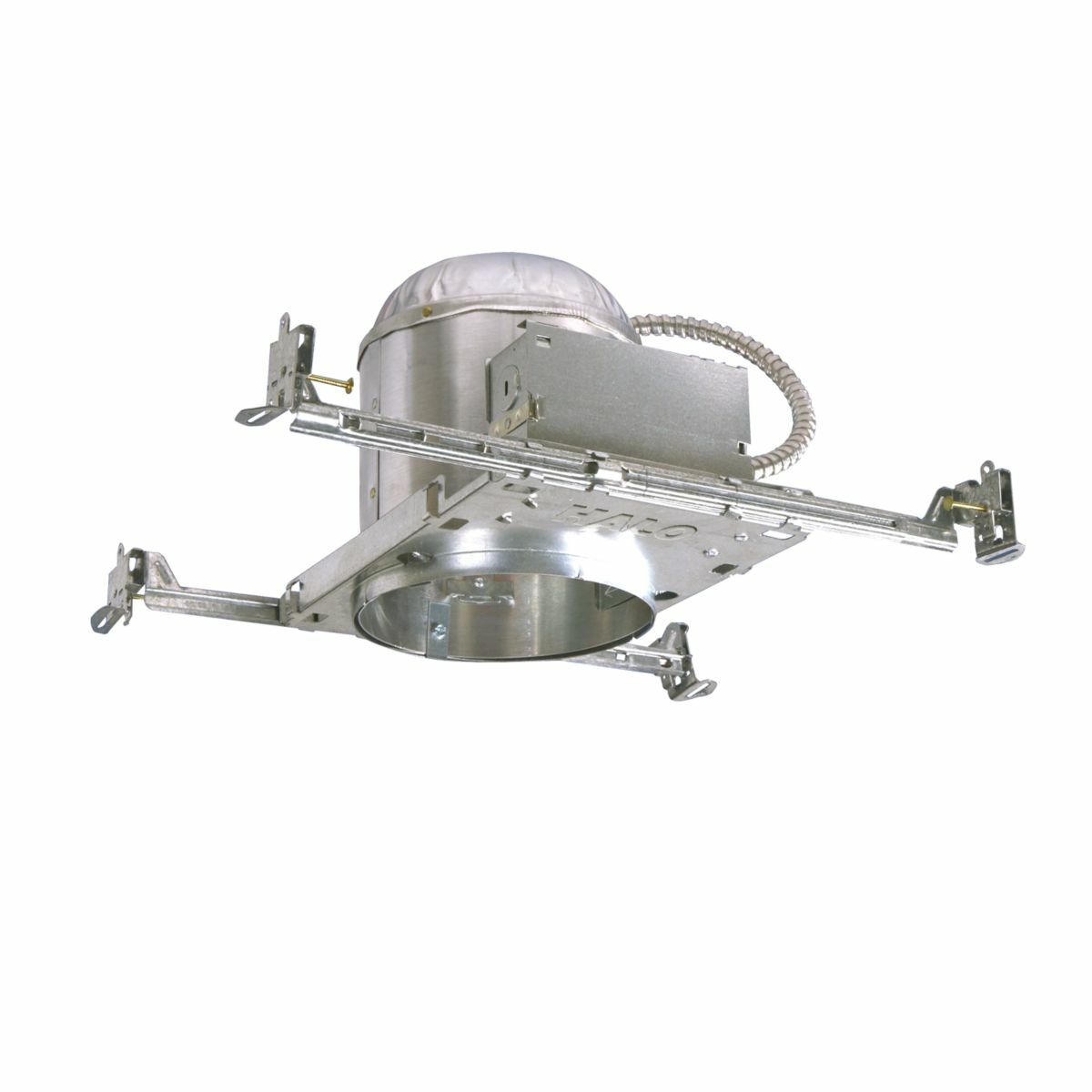 H7ICT Halo H7 Series Line Voltage New Construction Single Wall Recessed Lighting Housing, Incandescent Lamp, IC Insulation, 120 V AC, 6-1/2 in Ceiling Opening, Aluminum Housing