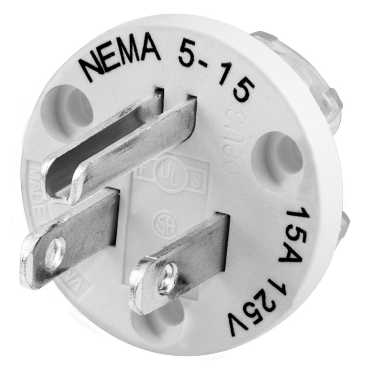 HBL14W47IN 2-3-Wire Watertight Straight Blade Device Interior, 125 V AC, 15 A, 2 Poles, 3 Wires, White