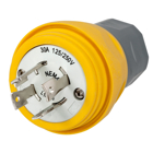 Watertight Devices, Twist-Lock Plug, 30A, 125/250V AC, 3 Pole, 4 Wire, Thermoplastic elastomer, NEMA L14-30P, Yellow