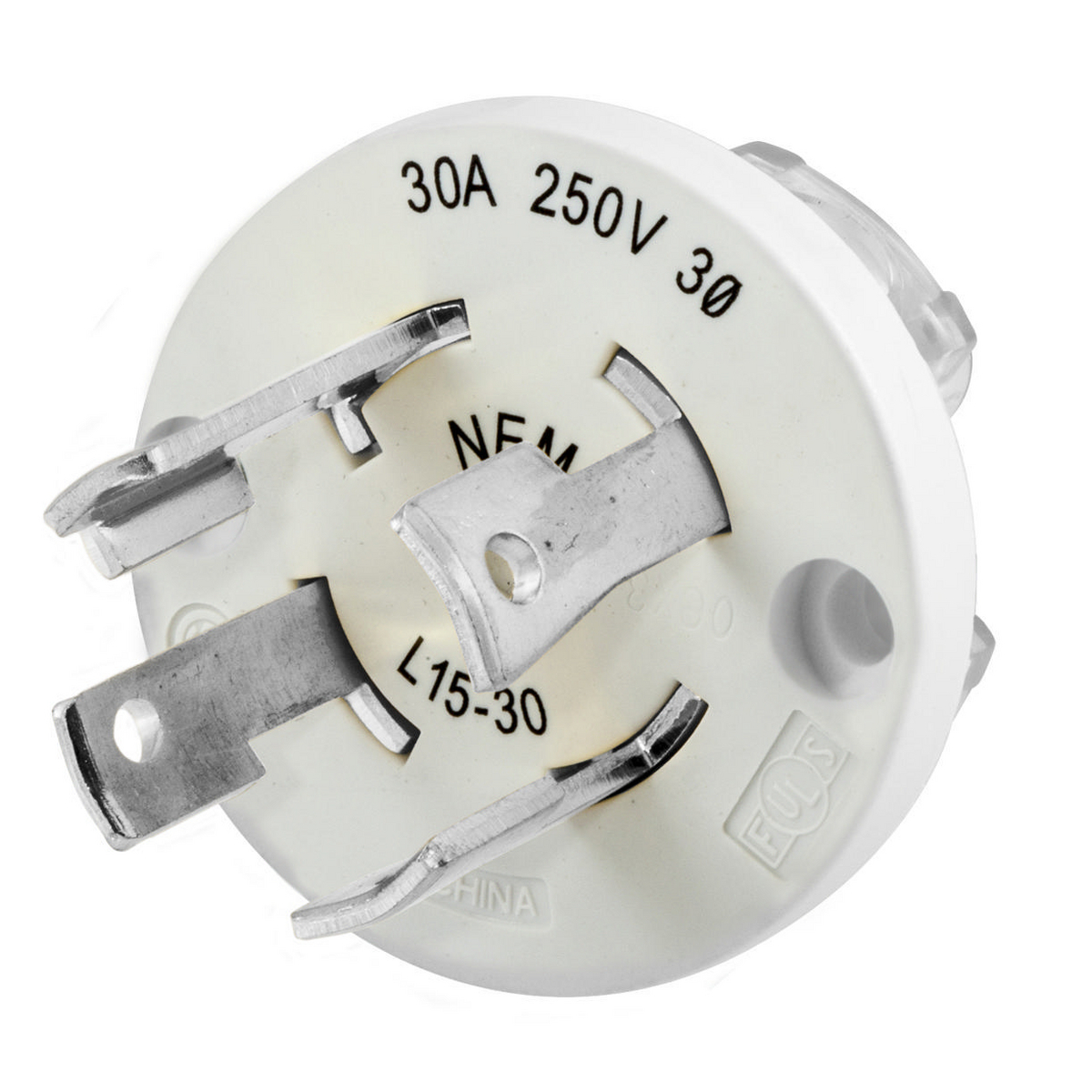 HBL28W75IN 3-Phase Grounding Interior Male Standard Watertight Cord Mount Locking Plug, 250 V AC, 30 A, 3 Poles, 4 Wires, Black
