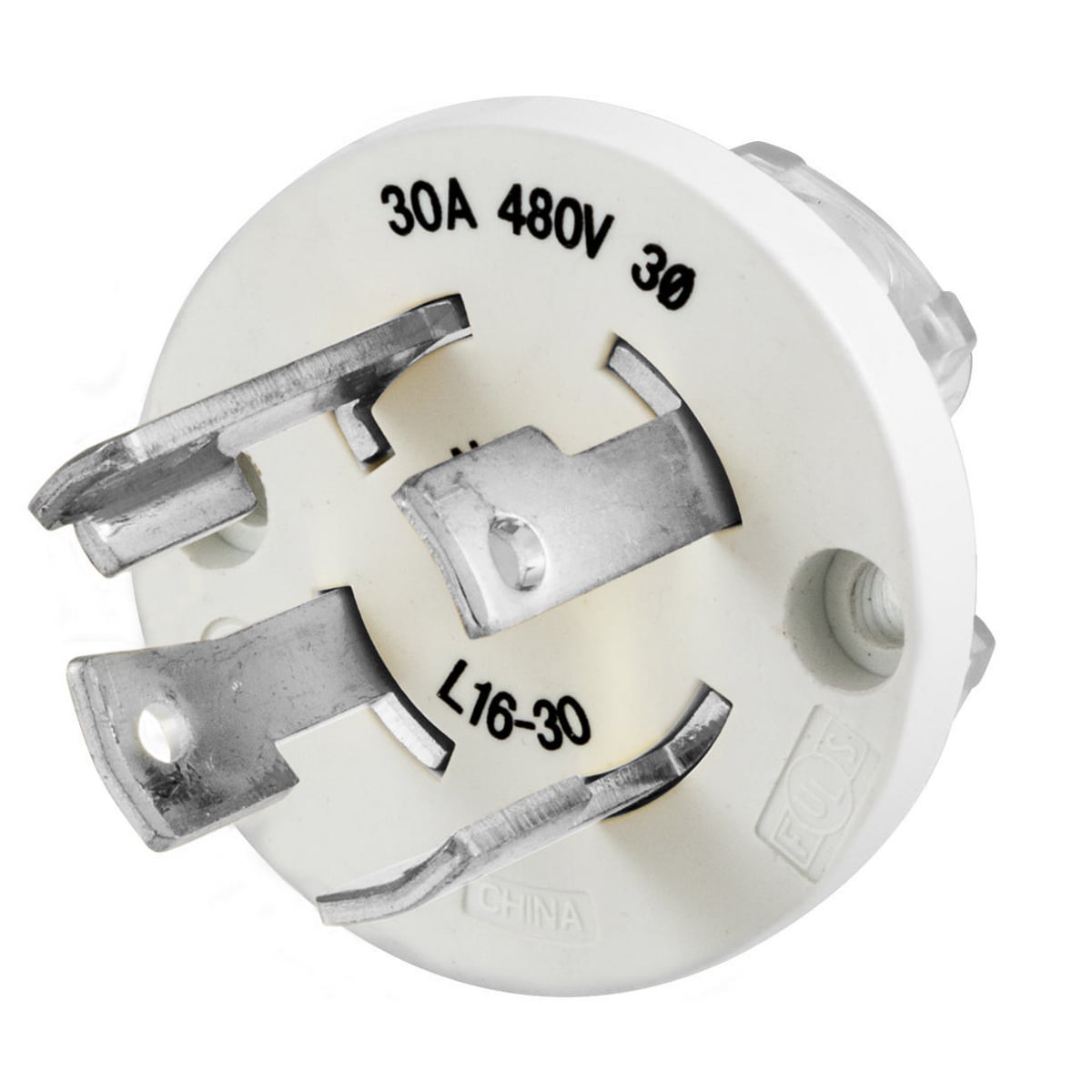 HBL28W76IN 3-Phase Grounding Interior Standard Male Watertight Locking Plug, 480 V AC, 30 A, 3 Poles, 4 Wires, White