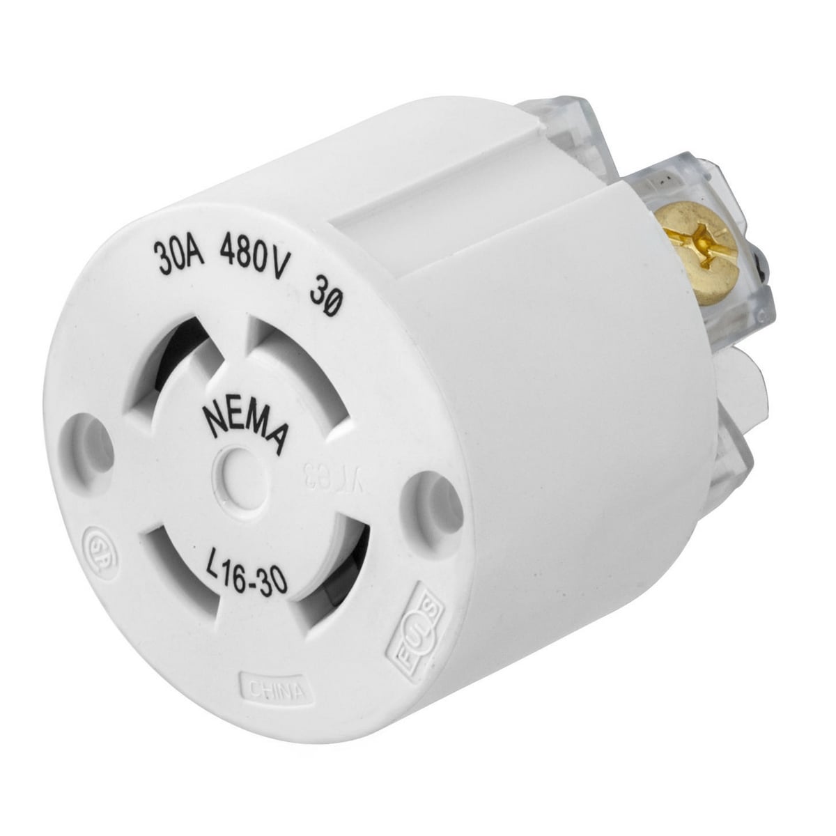 HBL29W76IN Watertight Replacement Interior, For Use With 3-Pole 4-Wire 3-PH 480 V AC Delta 30 A Grounding Female Connector Body, 3-Pole, NEMA L16-30R/WD1, WD, Nylon, White