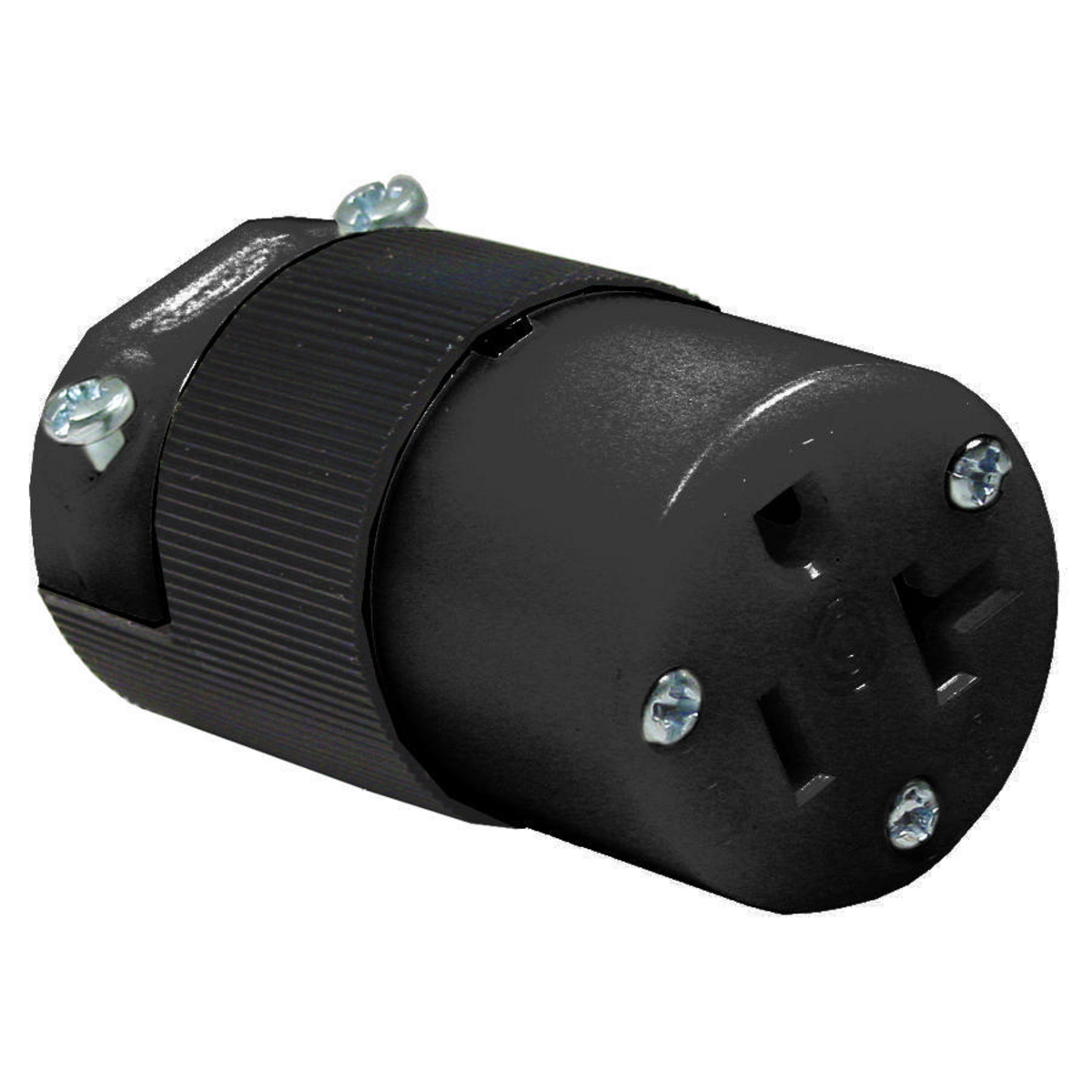 HBL5369EBK Female Heavy Duty Straight Blade Connector, 125 V AC, 20 A, 2 Poles, 3 Wires, Black