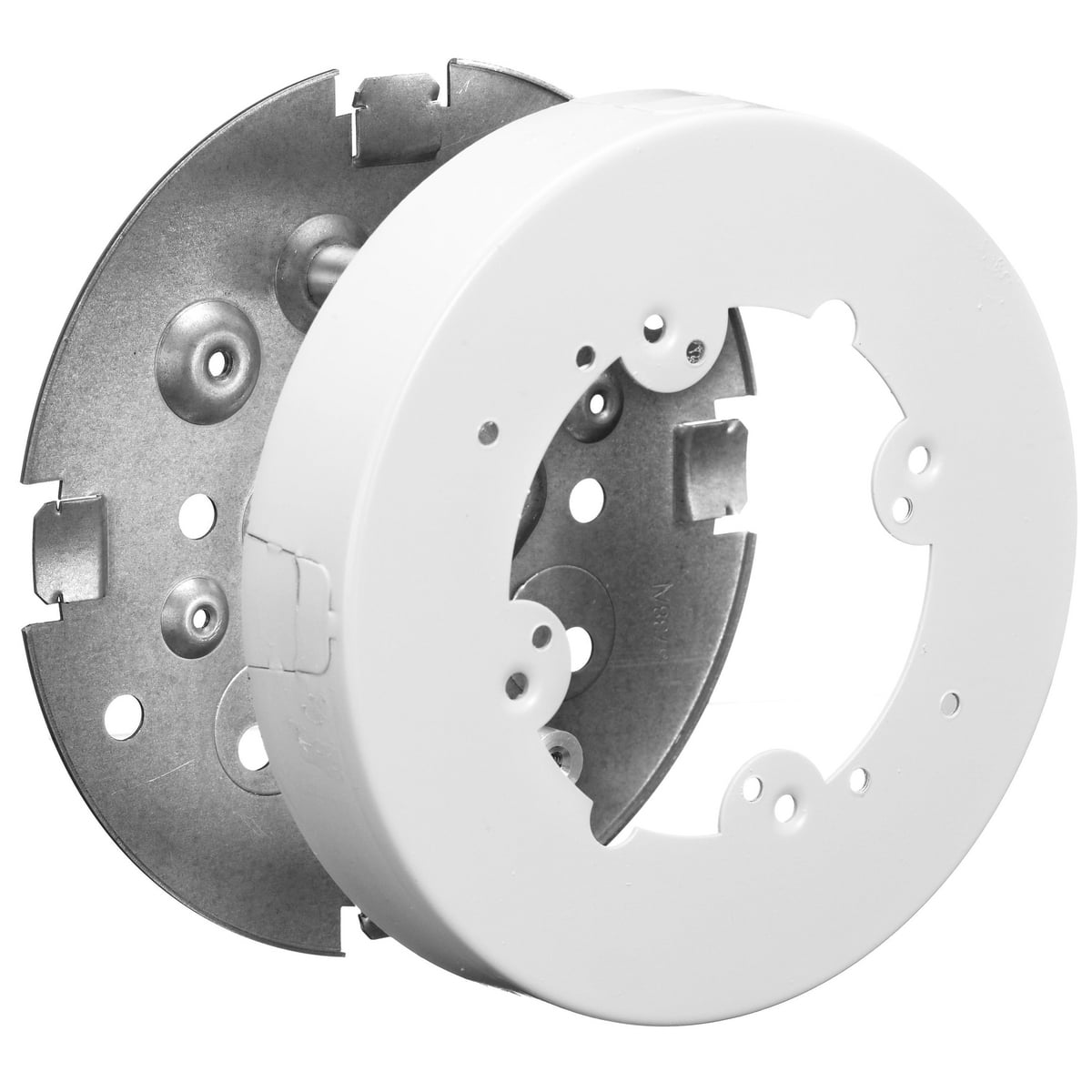 HBL5739WA Combination Standard Fixture Box With Solid Base, 6-1/2 in L x 6-1/2 in W x 1 in H, Rolled Steel, White