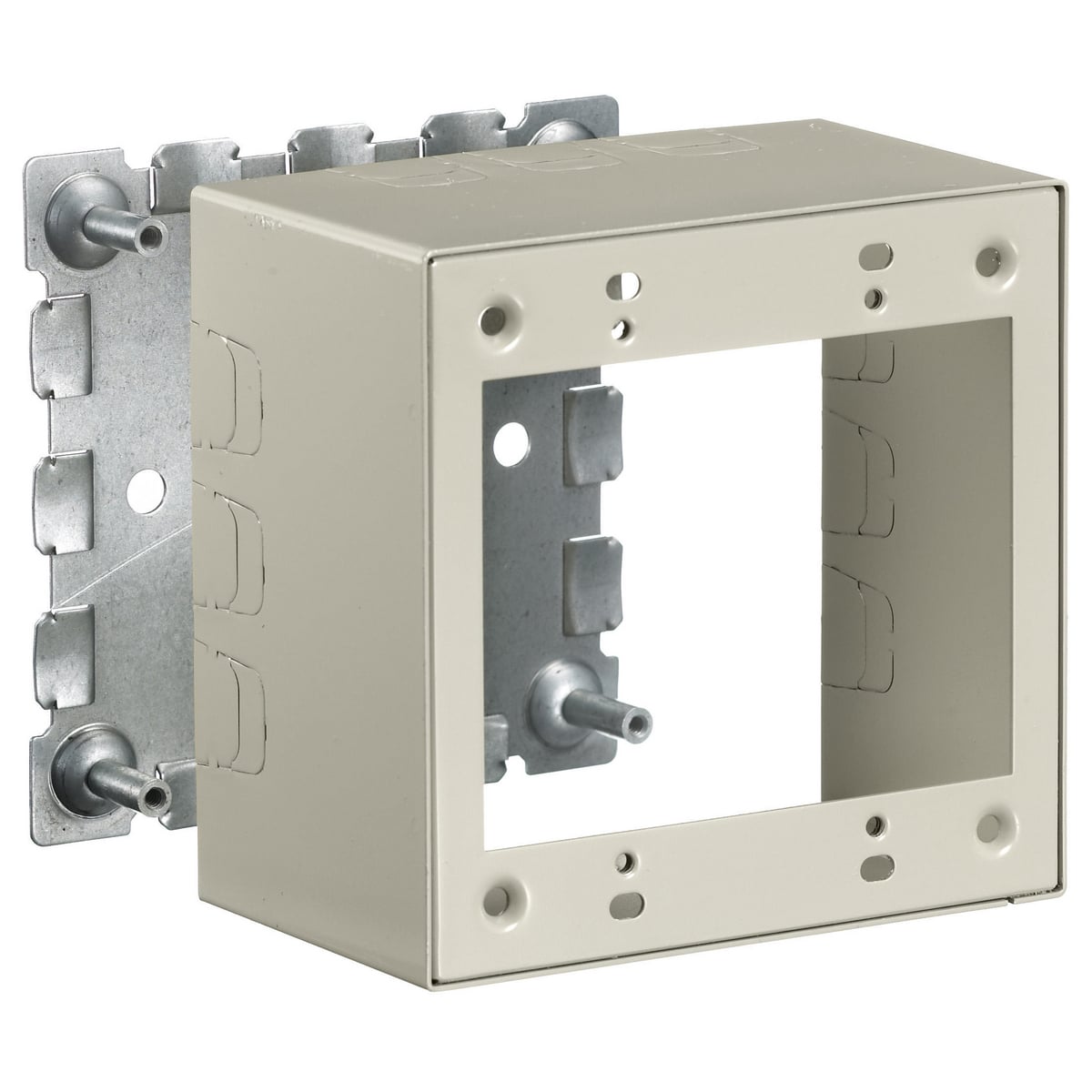 HBL57442IVA 2-Gang Extra Deep Standard Combination Box, 6-1/2 in L x 6-1/2 in W x 1.8 in H, Steel, Ivory