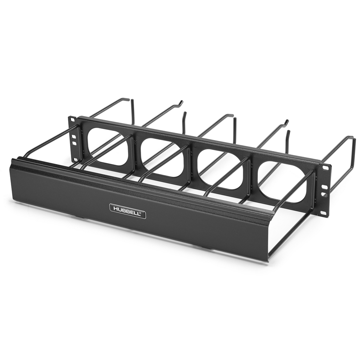 HM277C M Series Fabricated Horizontal Standard Cable Manager With Removable Cover, 15-1/2 in W x 7 in D, Steel, Black