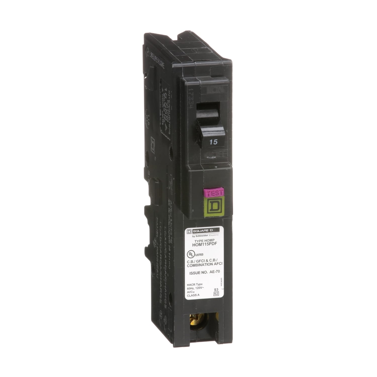 HOM115PDF Homeline Miniature Circuit Breaker, 15 Amp, 1 Pole, 120V