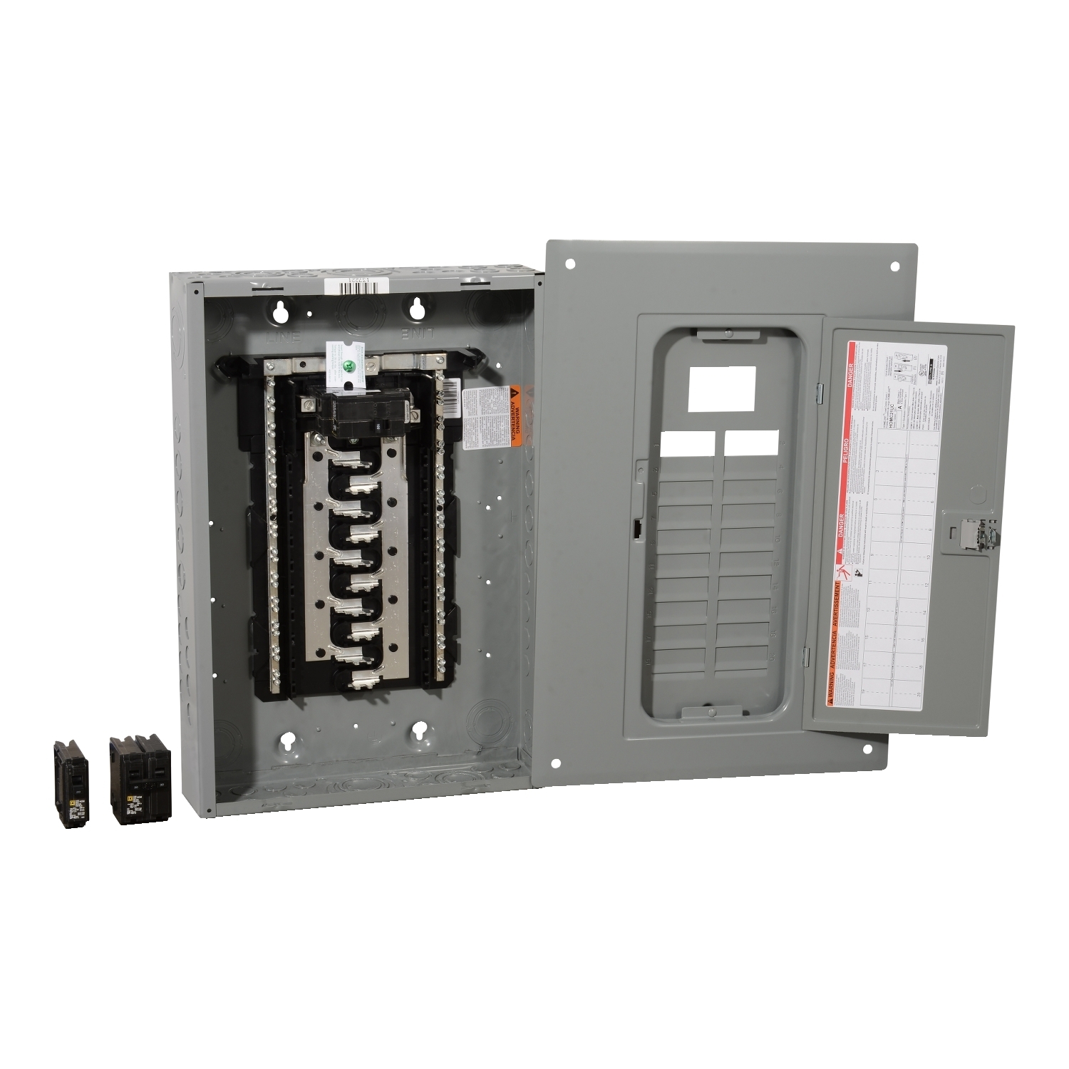 HOM2040M100PCVP Homeline Load center, Homeline, 1 phase, 20 spaces, 40 circuits, 100A convertible main breaker, PoN, NEMA1, value pack