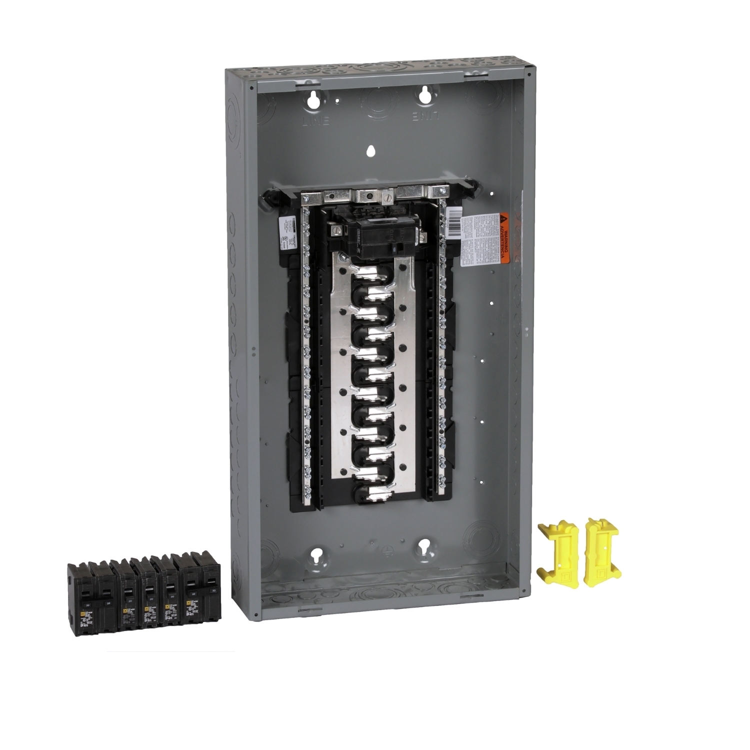 HOM2448M100PCVP Homeline Load center, Homeline, 1 phase, 24 spaces, 48 circuits, 100A convertible main breaker, PoN, NEMA1, value pack