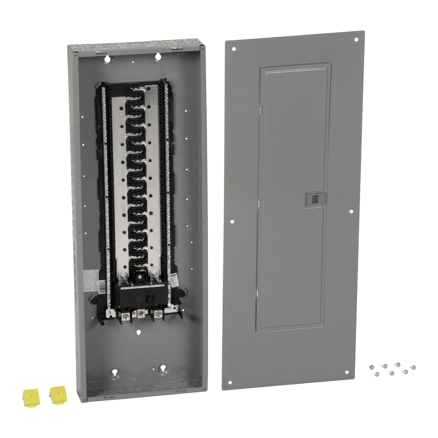 HOM4284M200PC Homeline Load center, Homeline, 1 phase, 42 spaces, 84 circuits, 200A convertible main breaker, PoN, NEMA1, combo cover