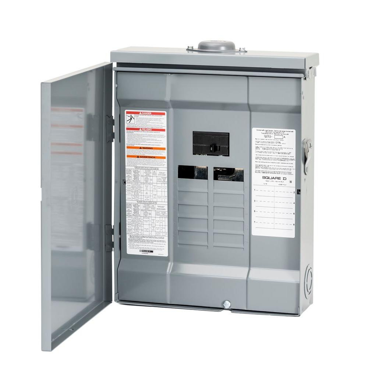 HOM816M100PRB Homeline Load center, Homeline, 1 phase, 8 spaces, 16 circuits, 100A convertible main breaker, PoN, NEMA3R