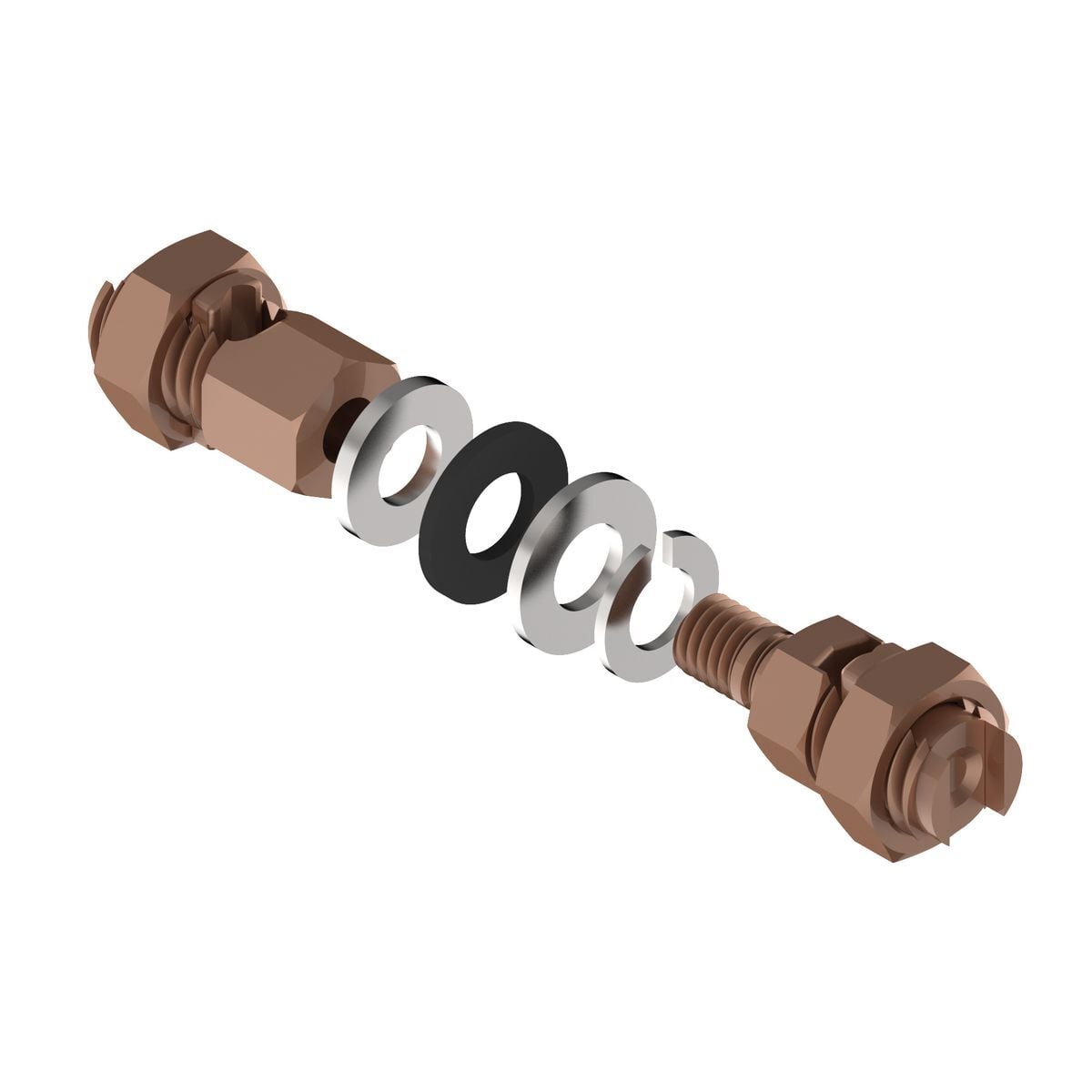 KCKF23 Bulk Head Mechanical Grounding Connector, 8 to 2, 10 to 1 AWG Conductor, Copper, Unplated