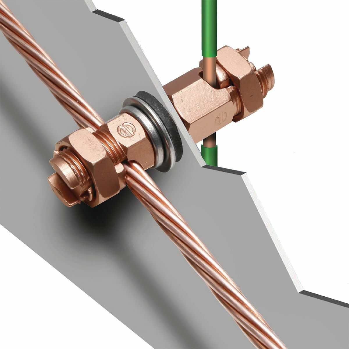 KCKF25 Bulk Head Mechanical Grounding Connector, 2 to 1/0, 2 to 2/0 AWG Conductor, Copper, Unplated