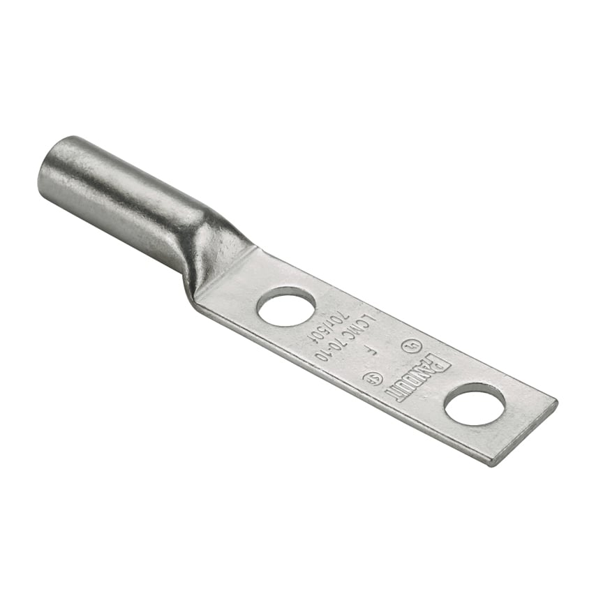 LCMC240-12-6 Pan-Lug 2-Hole Metric Compression Connector Lug, 185 to 240 sq-mm Rigid/Flexible Stranded Copper Conductor, M12 Stud, Tin Plated Copper
