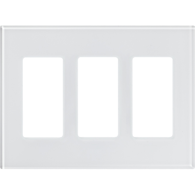 LFGR-3-CWH seeTouch Architectural Style Designer Glass Wall Plate, 3 Gang, Clear White Glass