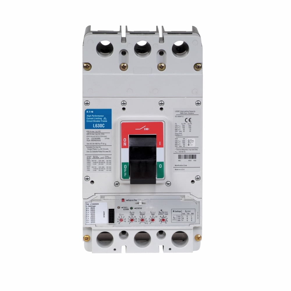 LGE3400FAWX19Y1 80% Rated Molded Case Circuit Breaker, 600 V AC, 400 A, 18 kA Interrupt, 3 Poles, Thermal Magnetic Trip