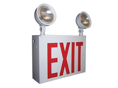 LHXNY W 1 R M2 Single Stencil Face Exit/Unit Combo Fixture, 12.7/14.3 W Fixture, 120/277 V AC, White Housing, EXIT Legend