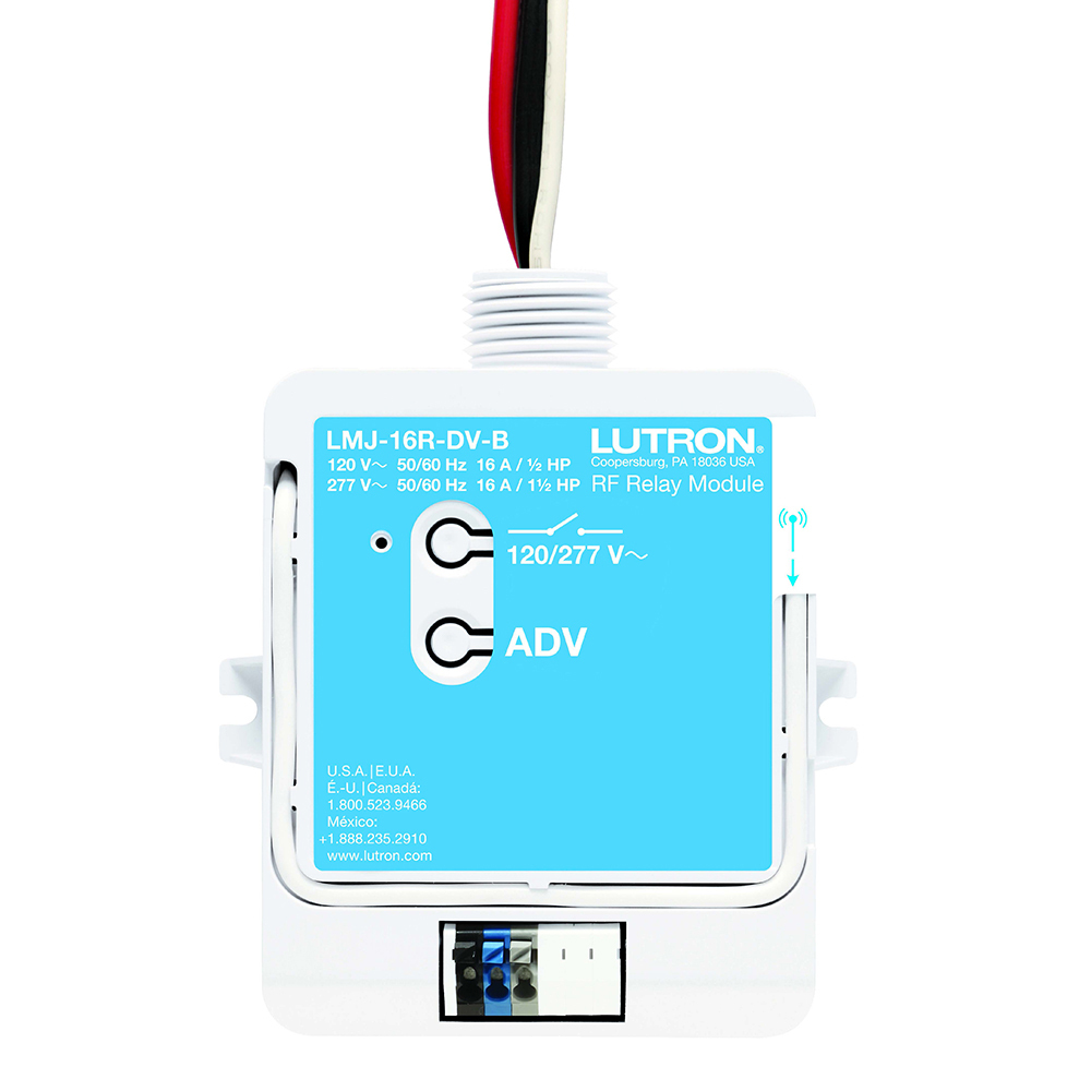 LMJ-16R-DV-B RF Relay Module with Softswitch, 16 Amp Lighting and 0.5 HP/120V, 1.5 HP/277V Motor, 120/277V