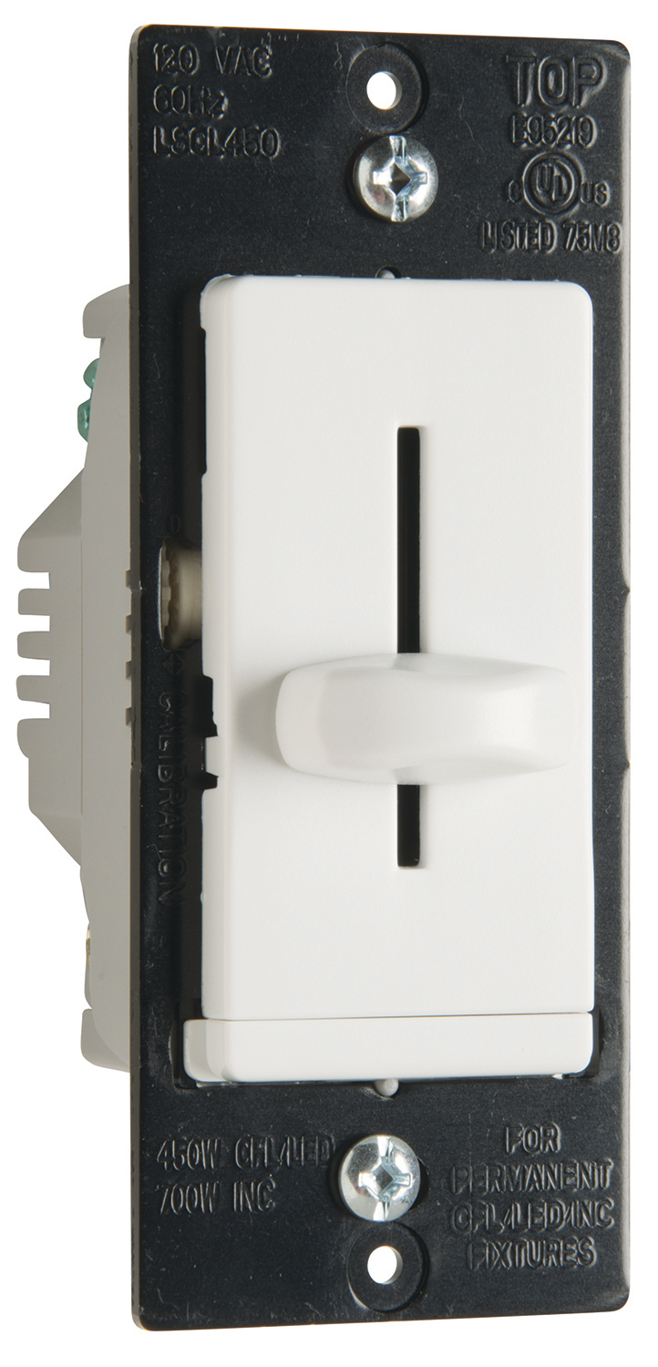LSCL450I LS Series CFL/LED/Incandescent Single Pole Slide Dimmer, Non-Preset, Ivory