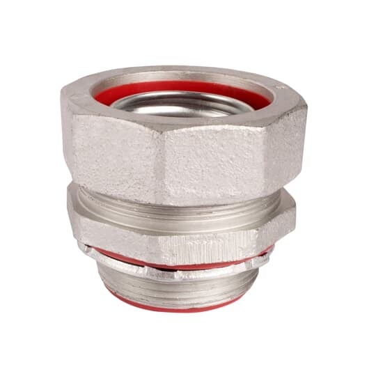 LT250T-SC Steel City Insulated Straight Liquid Tight Conduit Connector, 2-1/2 in Trade, Malleable Iron, Zinc Plated