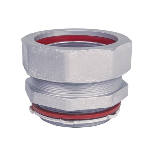 LT300T-SC Steel City Insulated Straight Liquid Tight Conduit Connector, 3 in Trade, Malleable Iron, Zinc Plated