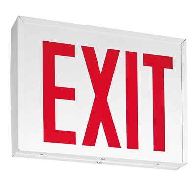 LXNY W 3 R M4 LENY Stencil Face Emergency Exit Sign, LED Lamp, 5 W Fixture, 120/277 V AC, White Housing, EXIT Legend