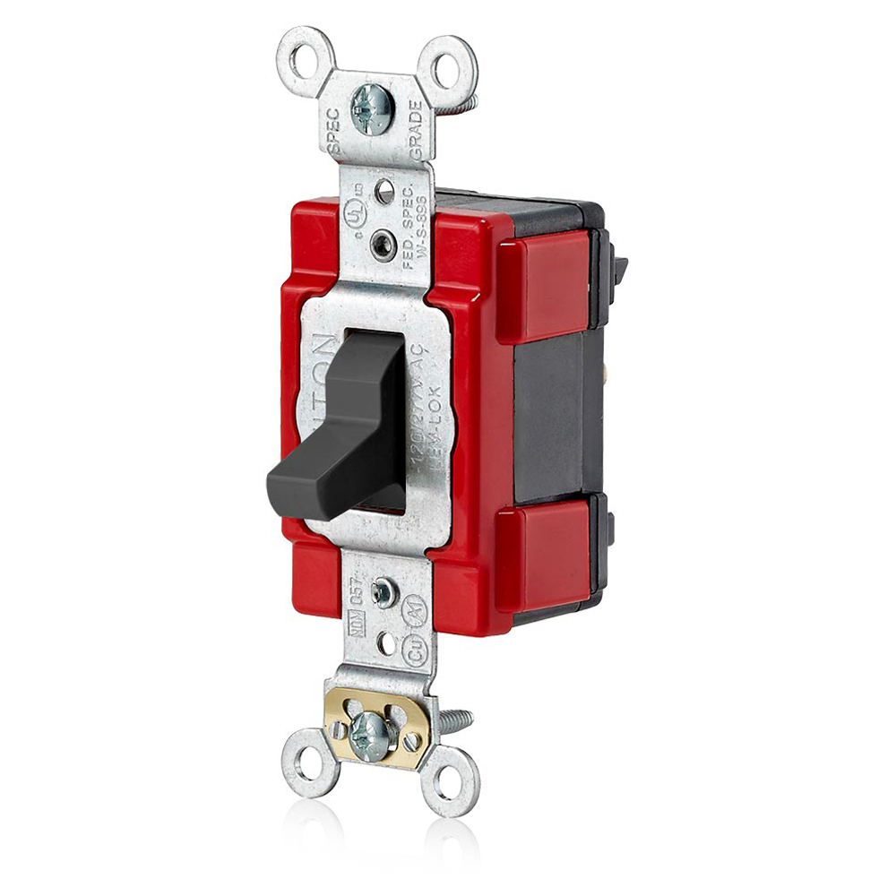 M1223-E Lev-Lok 3-Way Large Standard Toggle Switch, 120/277 V AC, 20 A, 1 hp