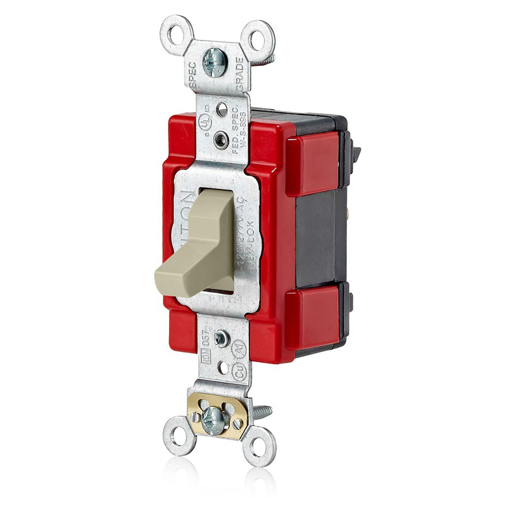 M1223-I Lev-Lok 3-Way Large Toggle Switch, 120/277 V AC, 20 A, 800 W, 1000 VA Power Rating