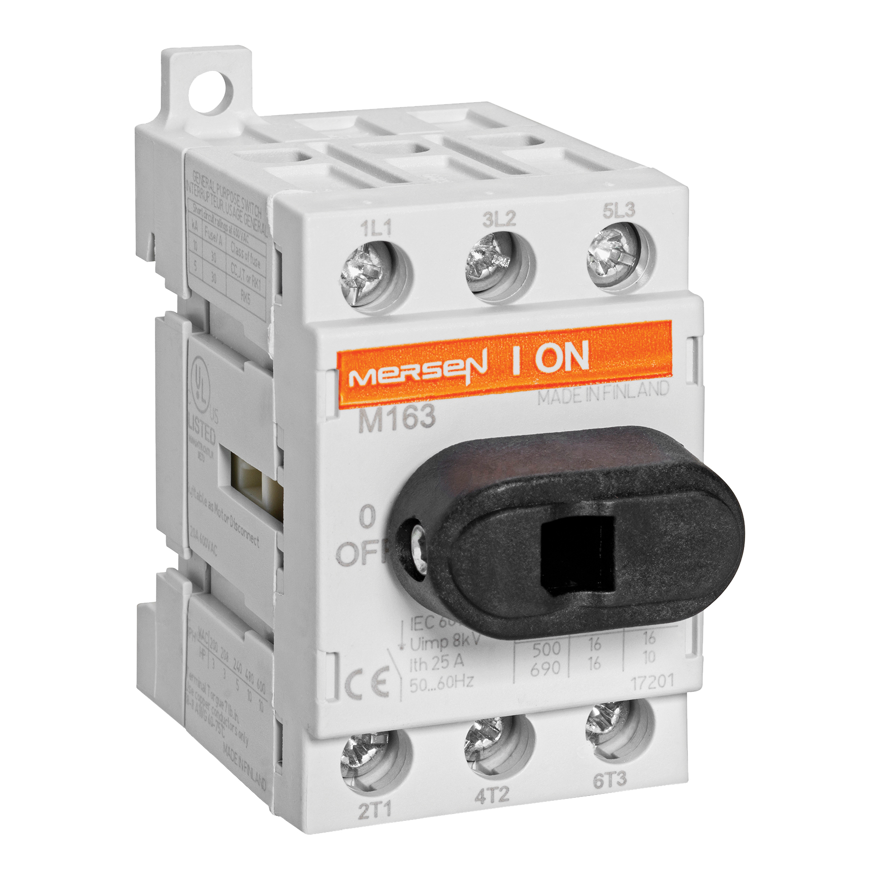 M253 Non-Fusible Disconnect Switch, 600 V AC/110 to 220 V DC, 30 A, 20 hp, 3 Poles