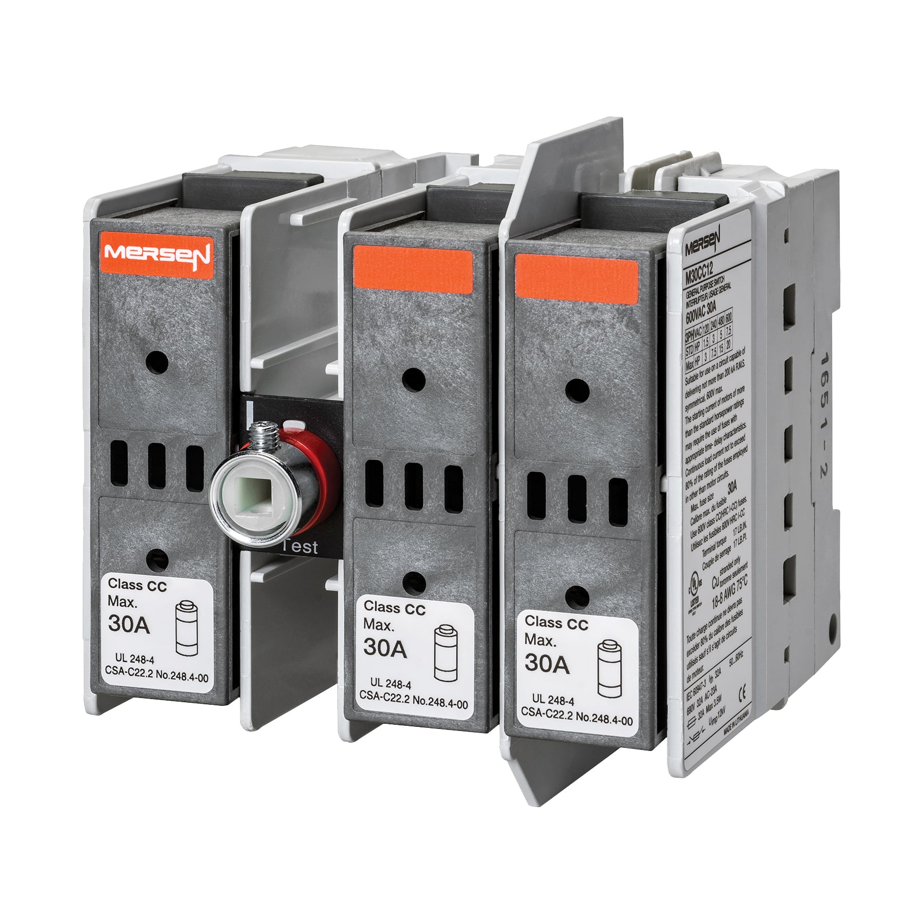 M30CC12 Fusible Front Operated Disconnect Switch, 600 V AC/250 V DC, 30 A, 3 Poles