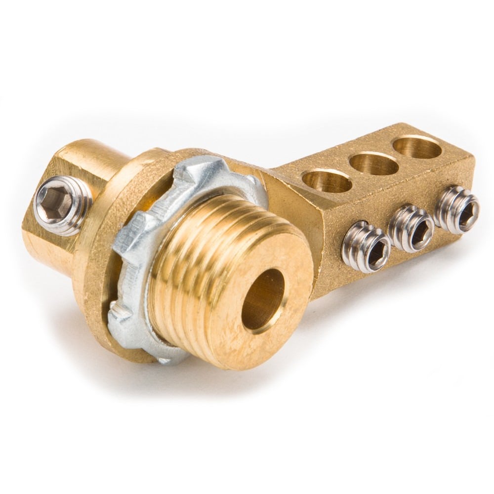 MBG-050 Bridgeport Mighty-Bond Intersystem Bonding Bridge With Enclosure Grounding Coupling Kit, 8 to 2 AWG Conductor, Brass, Plain
